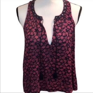 Forever 21 Navy/Pink Tank Top with V Neckline